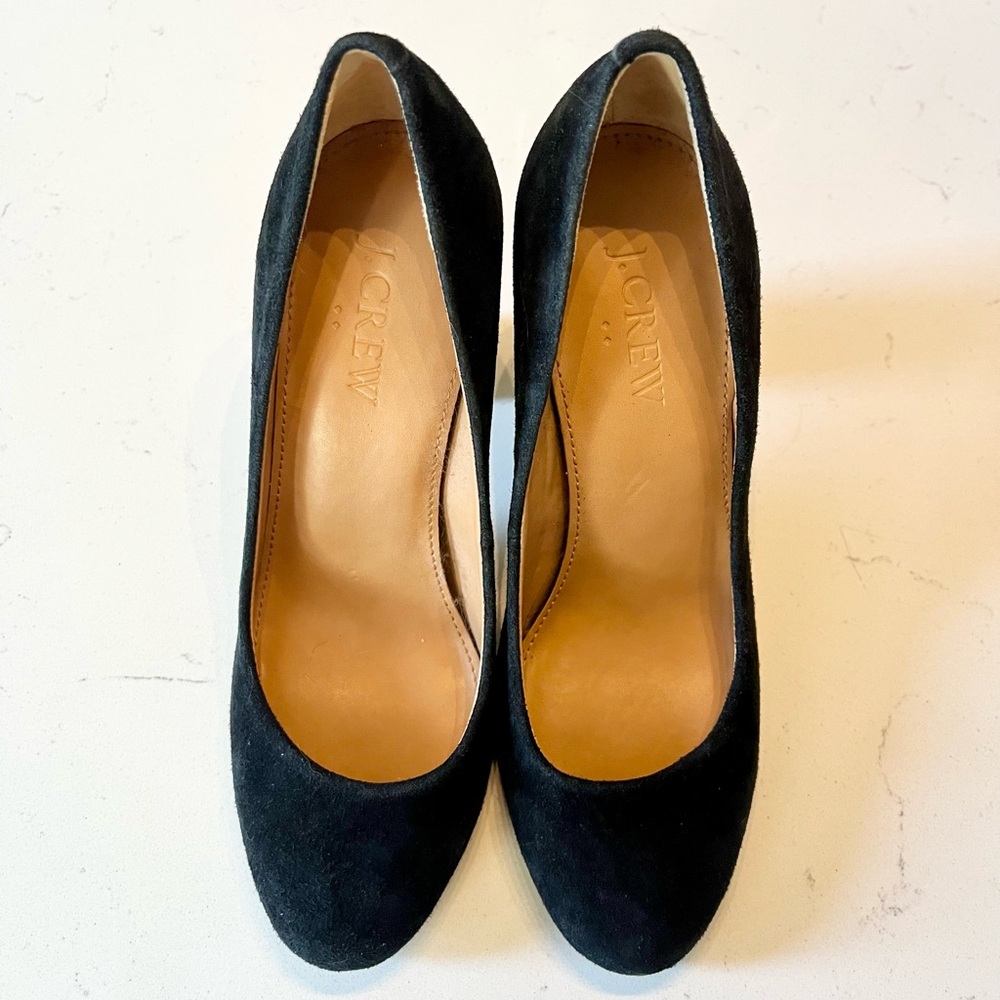 J. Crew Black Velvet Suede Pumps Heels Size 5